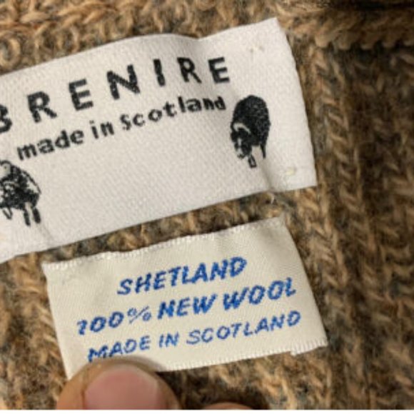 Brenire Scotland 100% Wool Full Zip Sweater Leather Accents Men’s Size Medium - Picture 4 of 4